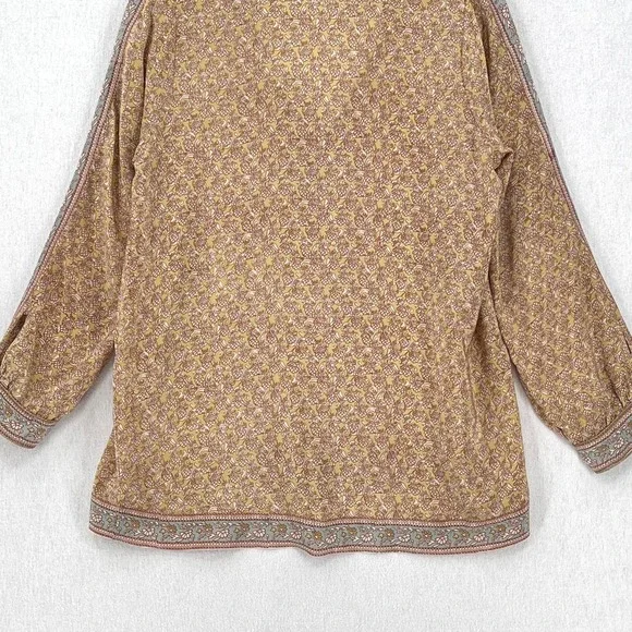 CALYPSO ST. BARTH Shirt Womens Small Gold Brown Printed Silk Long Sleeve Tunic - Picture 4 of 16